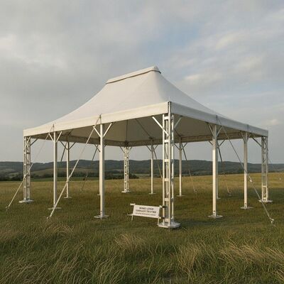 خرید بار باد 100 کیلومتر ساعت تست شده چادر خیمه شب بازی سنگین قاب آلومینیومی لنگردار ساختار سایبان دارای گواهی مهندسی تولید آنلاین