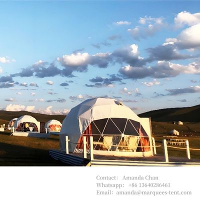 سقف Pvc گرم شده Eco Prefab شفاف لوکس و راحت هتل نیمه کره گنبد چادر گلامپینگ