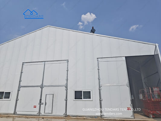چادر صاف 16x30 متر با قاب 6061/T6 آلومینیوم و سقف پوشش PVC 850g / m2