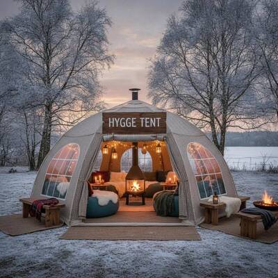 دانمارکی Hygge رویداد آرام مهمانی چادر مارکیو محیط گرم عایق بندی شده طراحی برای دانمارک اجتماعات اجتماعی در فضای باز